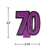 6ct Bulk 70th Birthday Glitter Candles