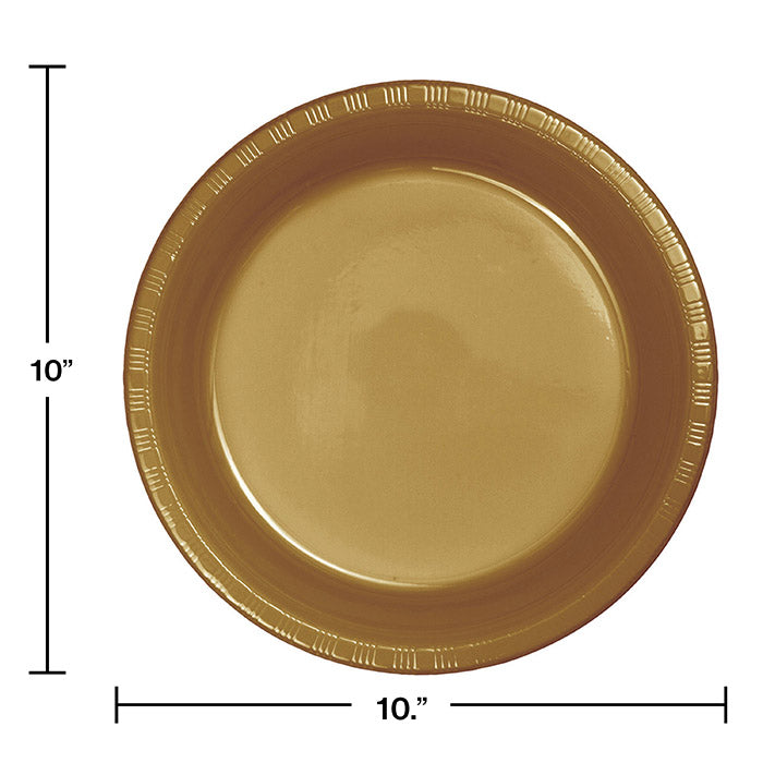 240ct Bulk Glittering Gold Plastic Banquet Plates