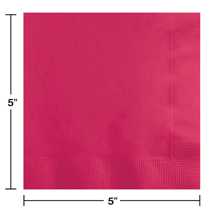 500ct Bulk Hot Magenta Beverage Napkins 3 ply