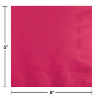 500ct Bulk Hot Magenta Beverage Napkins 3 ply