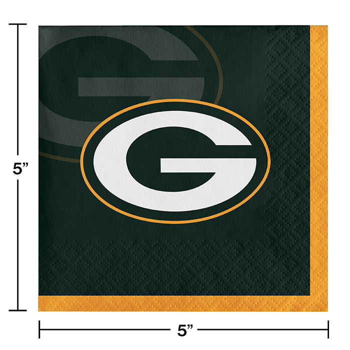192/Case Bulk Green Bay Packers Beverage Napkins
