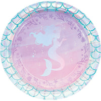 96 pc Bulk Iridescent Mermaid Party Dessert Plates