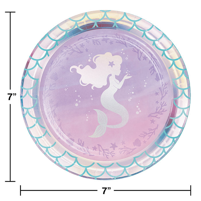 96ct Bulk Iridescent Mermaid Party Dessert Plates
