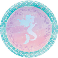 96 pc Bulk Iridescent Mermaid Party Dinner Plates