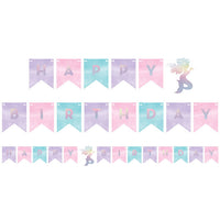 12 pc Bulk Iridescent Mermaid Party Happy Birthday Banners