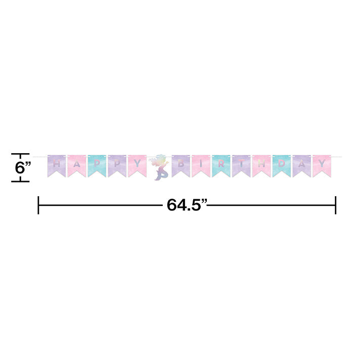 12ct Bulk Iridescent Mermaid Party Happy Birthday Banners