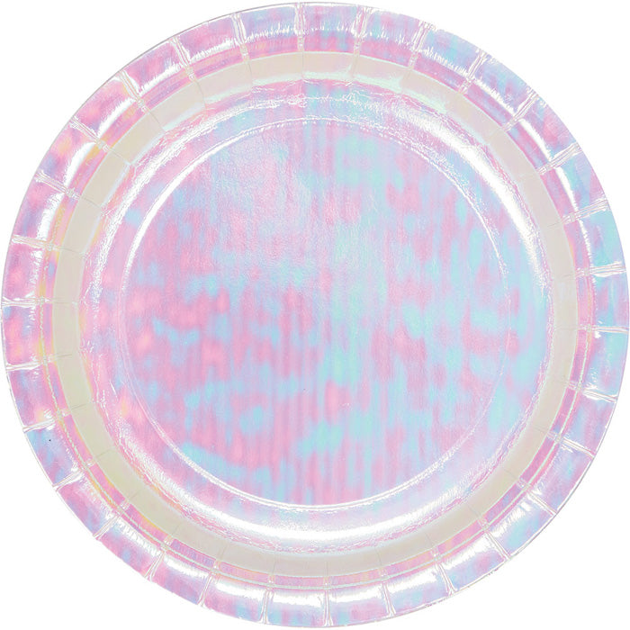 96 pc Bulk Iridescent Party Dessert Plates