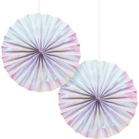 24 pc Bulk Iridescent Party Paper Fans