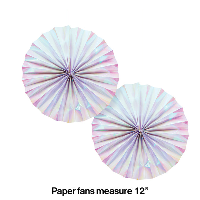24ct Bulk Iridescent Party Paper Fans