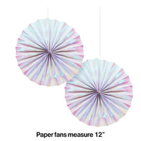 24ct Bulk Iridescent Party Paper Fans