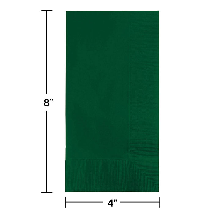 600 pc Bulk Hunter Green Paper Dinner Napkins 2Ply 1/8FLD