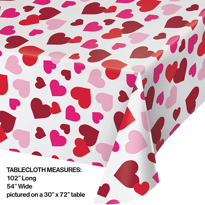 12ct Bulk Valentine's Day Hearts Plastic Table Covers