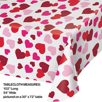 12ct Bulk Valentine's Day Hearts Plastic Table Covers