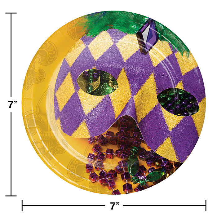 96ct Bulk Masks of Mardi Gras Dessert Plates