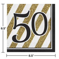 192ct Bulk Black and Gold 50th Birthday Luncheon Napkins