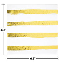 192 pc Bulk White and Gold Foil Striped Luncheon Napkins