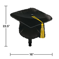 10ct Bulk Black Graduation Cap Mylar Balloons