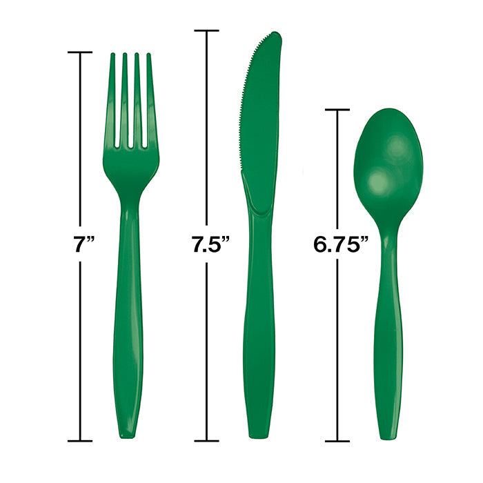 216ct Bulk Value Friendly Emerald Green Assorted Plastic Cutlery