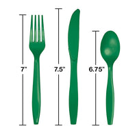 216ct Bulk Value Friendly Emerald Green Assorted Plastic Cutlery