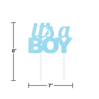 12ct Bulk Blue Glitter It's a Boy Cake Toppers