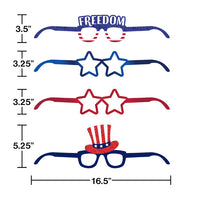 24ct Bulk Patriotic Fourth of July Deluxe Paper Eyeglasses