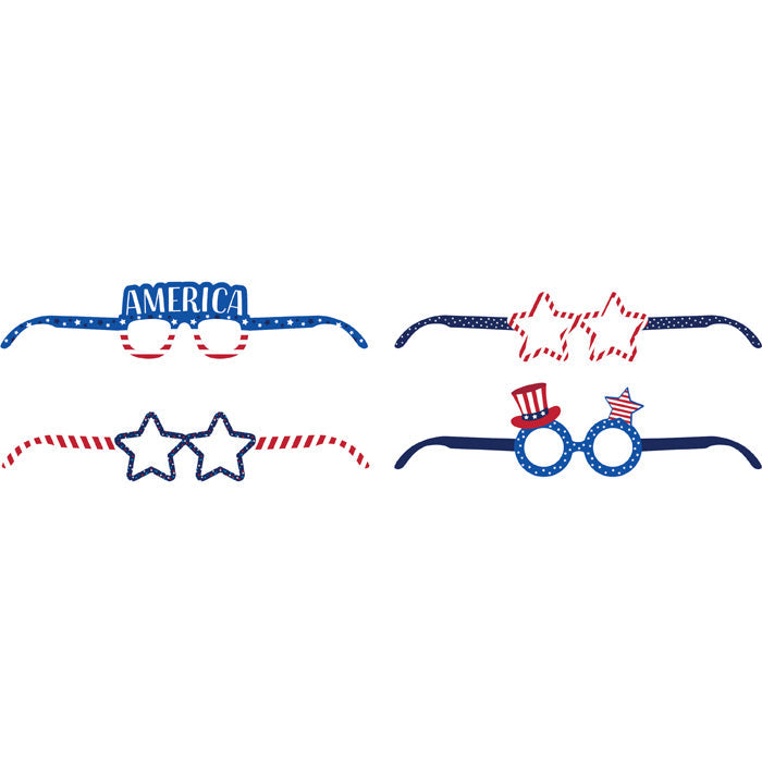 24 pc Bulk Patriotic Fourth of July Paper Eyeglasses