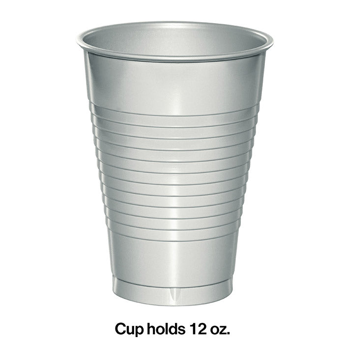 240ct Bulk Shimmering Silver 12 oz Plastic Cups