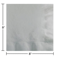 1200 pc Bulk Shimmering Silver 2 Ply Beverage Napkins
