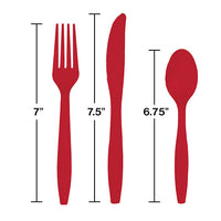 216ct Bulk Value Friendly Classic Red Assorted Plastic Cutlery