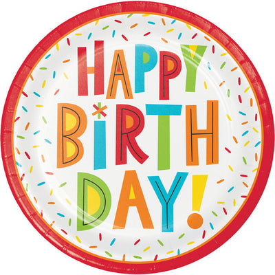 96 pc Bulk Birthday Fun Paper Dinner Plates