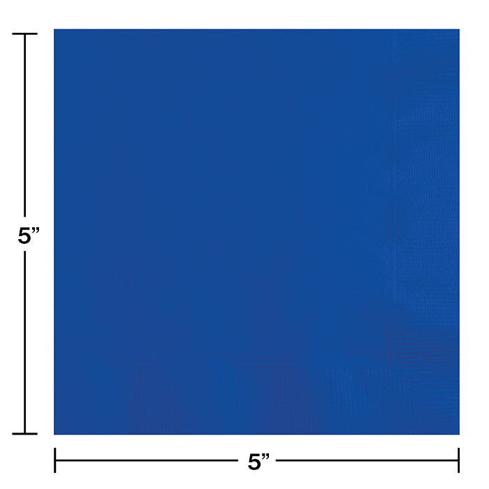 500 pc Bulk Cobalt Blue Beverage Napkins 3 ply