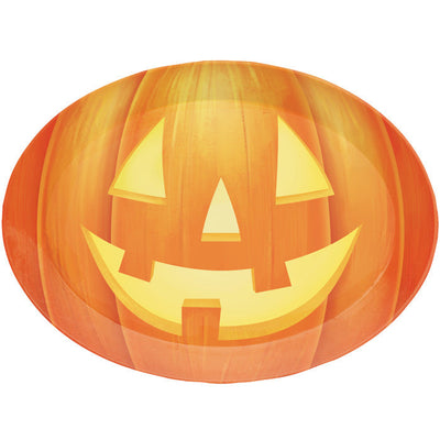12 pc Bulk Pumpkin Halloween Oval Plastic Trays