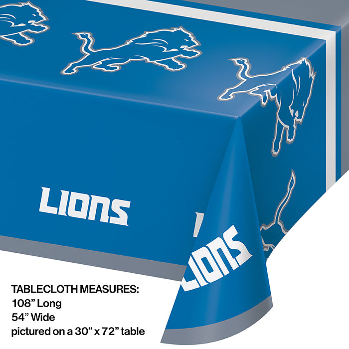 Detroit Lions Plastic Table Cover, 54" X 102"
