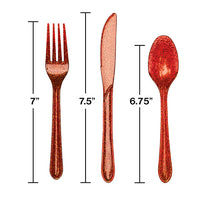 288ct Bulk Red Glitz Glitter Assorted Cutlery