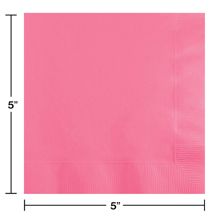 500ct Bulk Candy Pink Beverage Napkins 3 ply