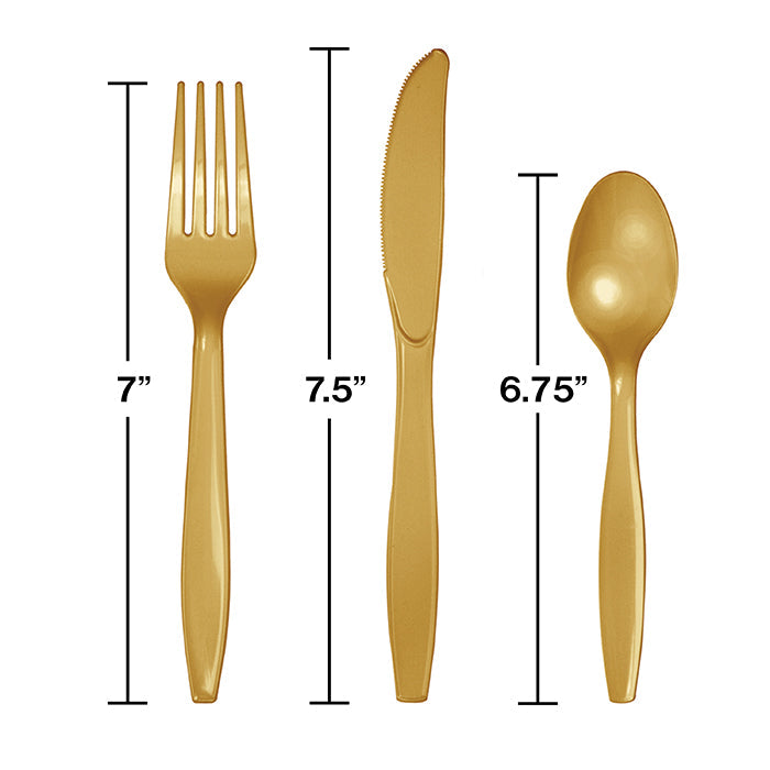 288 pc Bulk Glittering Gold Assorted Plastic Cutlery