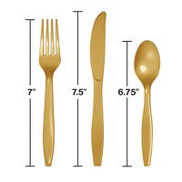 288 pc Bulk Glittering Gold Assorted Plastic Cutlery