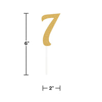 12ct Bulk Gold Glitter #7 Cake Toppers