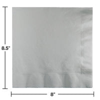 250 pc Bulk Shimmering Silver Dinner Napkins 3 Ply