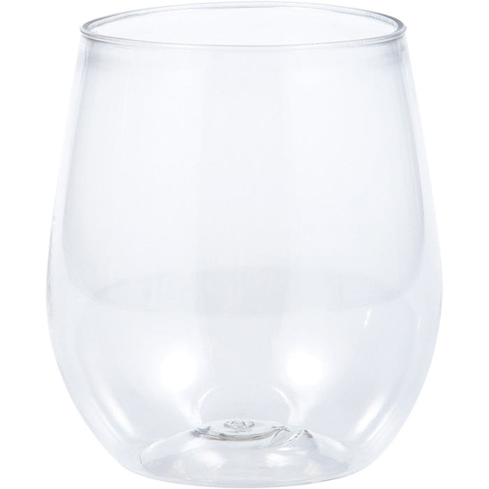 24 pc Bulk Clear 14 oz Plastic Stemless Wine Glasses