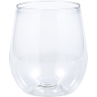 24 pc Bulk Clear 14 oz Plastic Stemless Wine Glasses