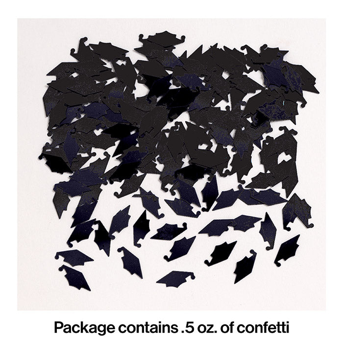 12ct Bulk Graduation Mortarboard Confetti Black
