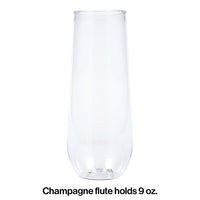 24ct Bulk 9 oz Plastic Stemless Champagne Flutes