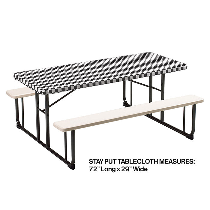 12ct Bulk Black Check Stay Put 29" x 72" Table Covers