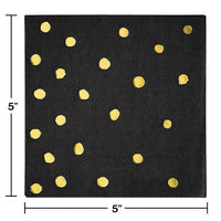 192 pc Bulk Black and Gold Foil Dot Beverage Napkins