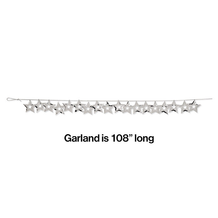 12ct Bulk Silver Stars Garland