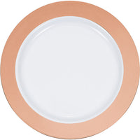 120 pc Bulk Rose Gold Rim Plastic Banquet Plates