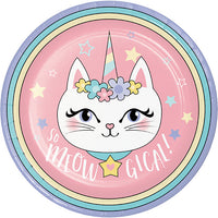 96 pc Bulk Sassy Caticorn Dinner Plates