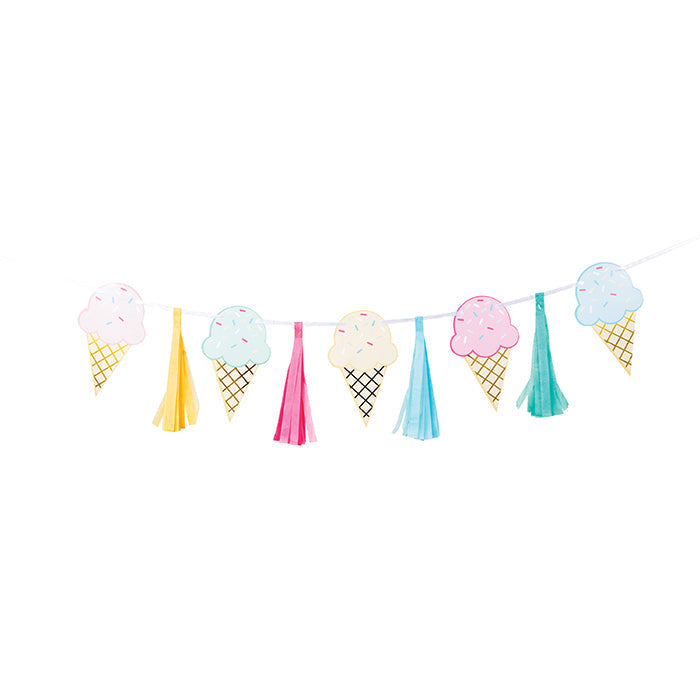 6 pc Bulk Ice Cream Party Tassel Banners