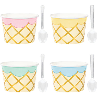 96 pc Bulk Ice Cream Party Treat Cups with Spoons